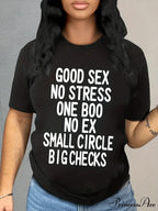 Casual Letter Print Short Sleeve Crew Neck Women's Clothing T-shirt