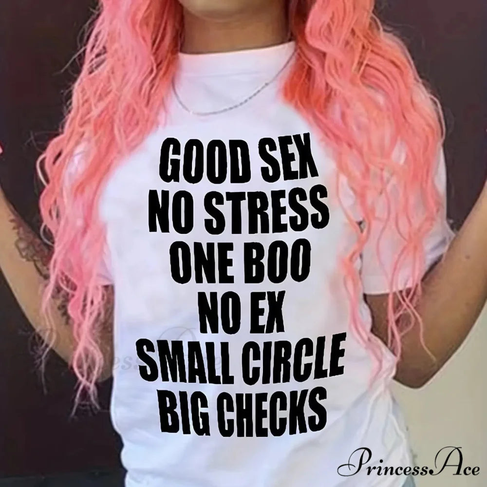 Casual Letter Print Short Sleeve Crew Neck Women's Clothing T-shirt