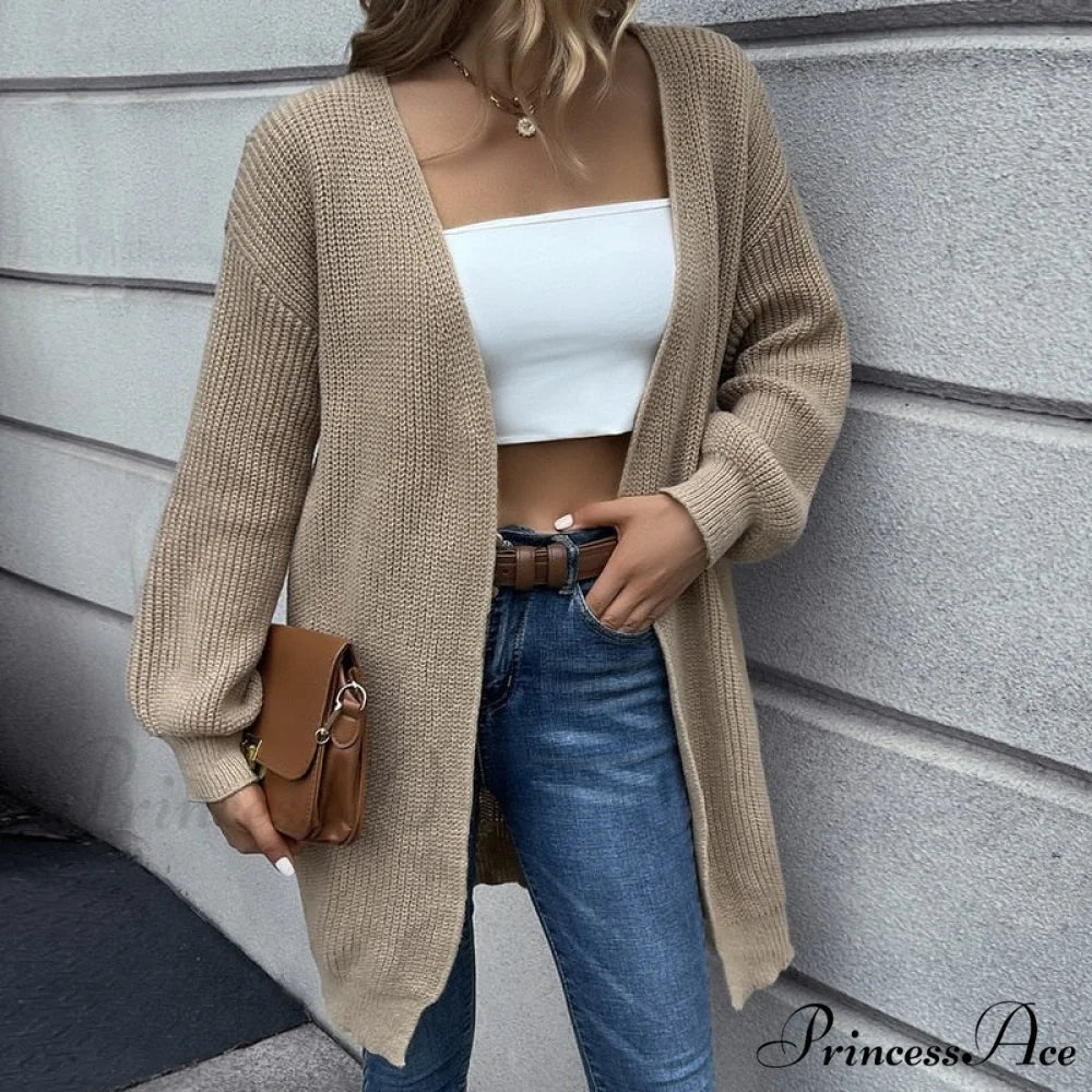 Casual Long Knitted Cardigan women V-Neck sweater