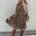 Casual Long Sleeve Loose Print Dress