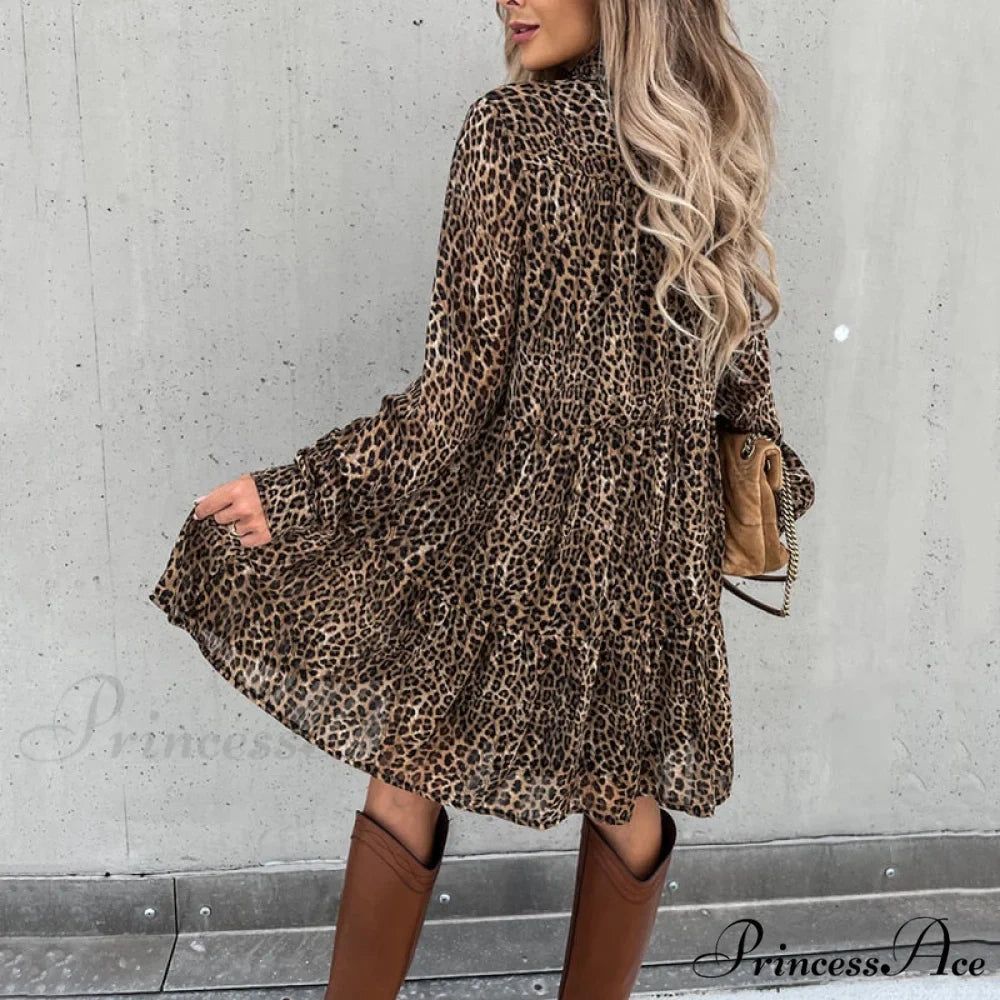 Casual Long Sleeve Loose Print Dress