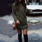 Casual Long Sleeve O Neck Pullover Dress
