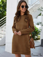 Casual Long Sleeve O Neck Pullover Dress