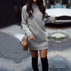 Casual Long Sleeve O Neck Pullover Dress