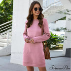 Casual Long Sleeve O Neck Pullover Dress