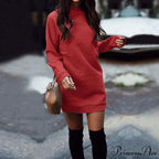 Casual Long Sleeve O Neck Pullover Dress