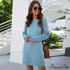 Casual Long Sleeve O Neck Pullover Dress
