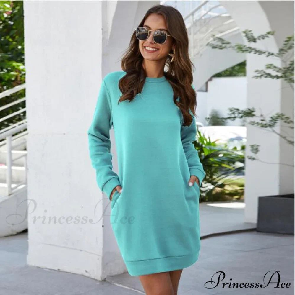 Casual Long Sleeve O Neck Pullover Dress