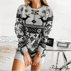 Casual O-Neck Long Sleeve Christmas Sweater Dress