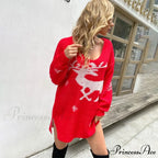Casual O-Neck Long Sleeve Christmas Sweater Dress