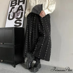 Casual Pants Men Metal Button Patchwork Wide Leg Pants