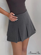 Casual Pleated Graceful Hem Mini Skort