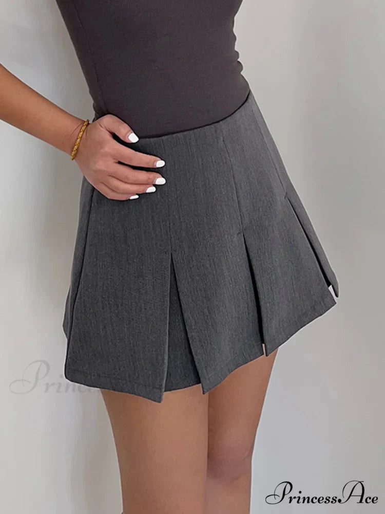 Casual Pleated Graceful Hem Mini Skort