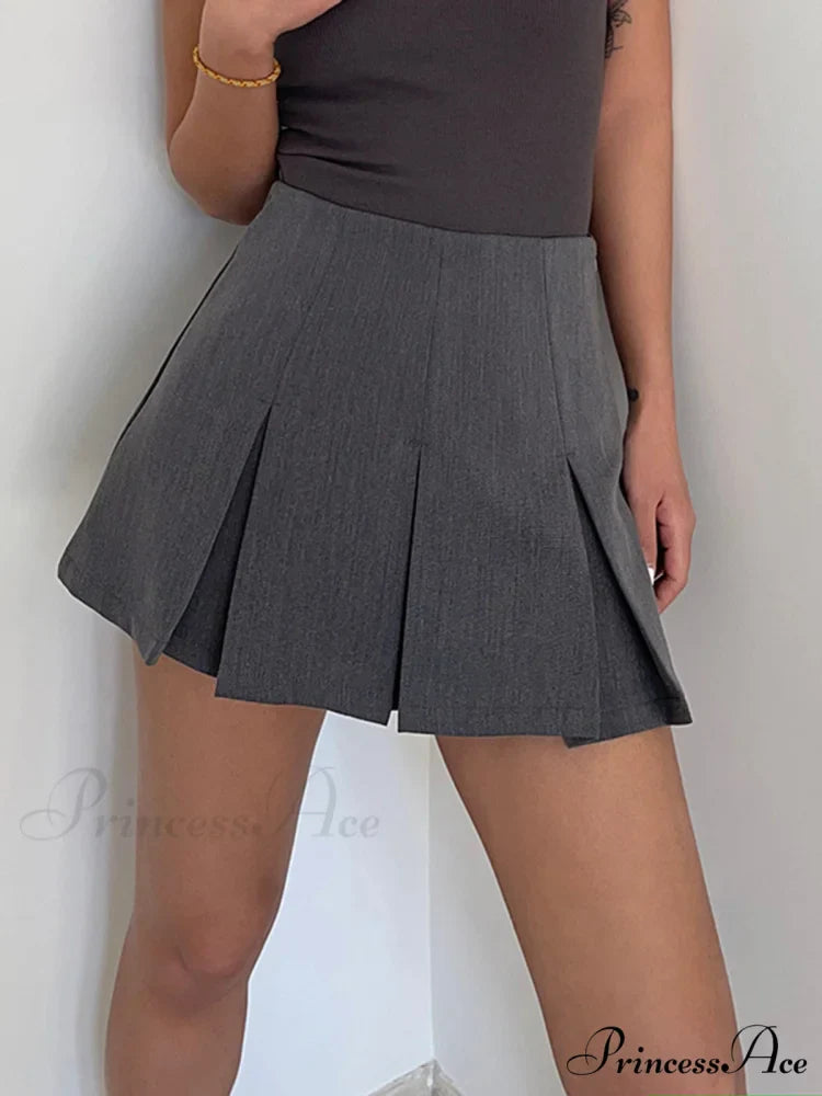 Casual Pleated Graceful Hem Mini Skort