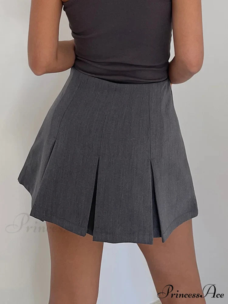 Casual Pleated Graceful Hem Mini Skort