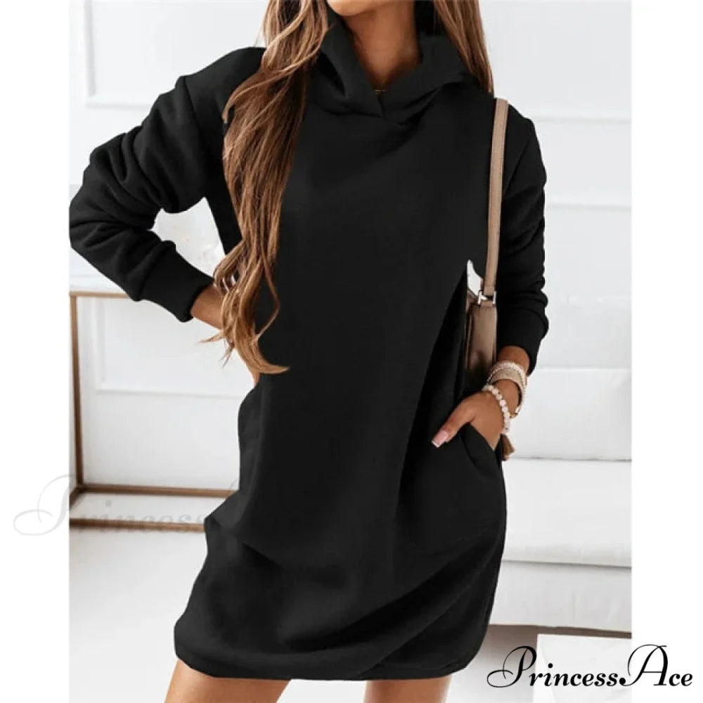 Casual Plus Size Solid Color Hooded Fashion Dresses
