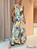 Casual Printed Sleeveless Charming Large V-Neck Dress