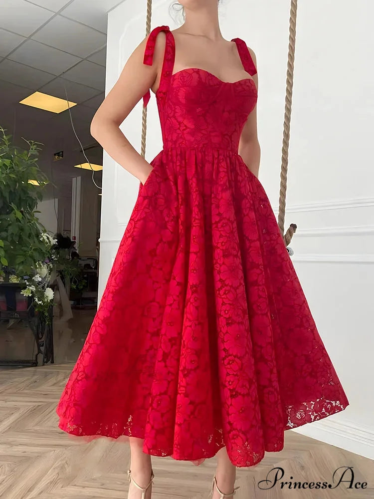 Casual Red Long Vacation Beach Sundress Christmas Party Dress