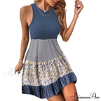 Casual Ruffle Sundress Beach Flowy Pleated Boho Dress