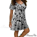 Casual Short Sleeve O-Neck Print A-line Dress