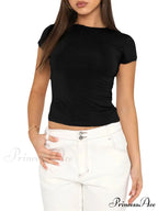 Casual Short Sleeve Solid Color Slim Fit Pullovers T-shirts