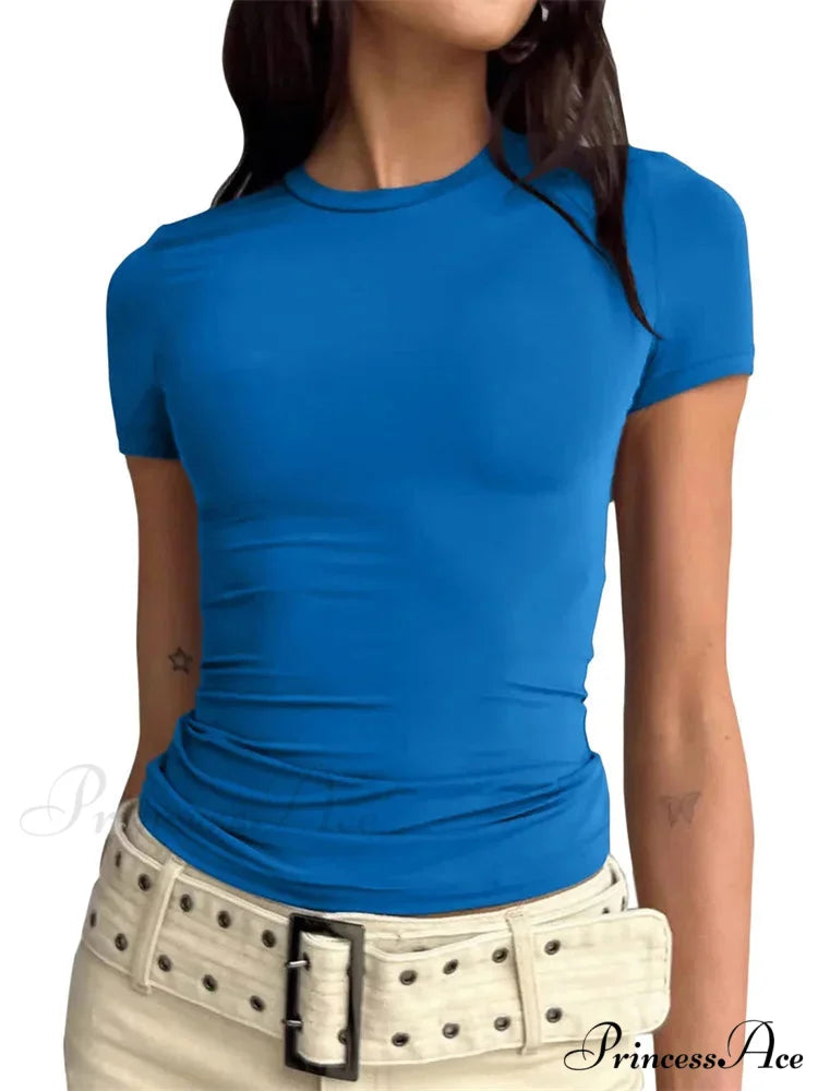 Casual Short Sleeve Solid Color Slim Fit Pullovers T-shirts