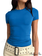 Casual Short Sleeve Solid Color Slim Fit Pullovers T-shirts
