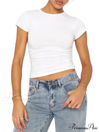 Casual Short Sleeve Solid Color Slim Fit Pullovers T-shirts