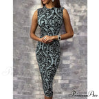 Casual Sleeveless O Neck Bodycon Dress