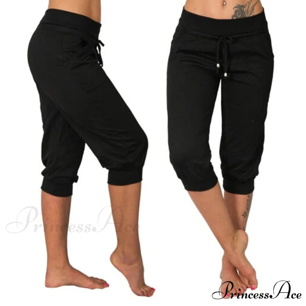 Casual Solid Color Low Rise Capri Pants