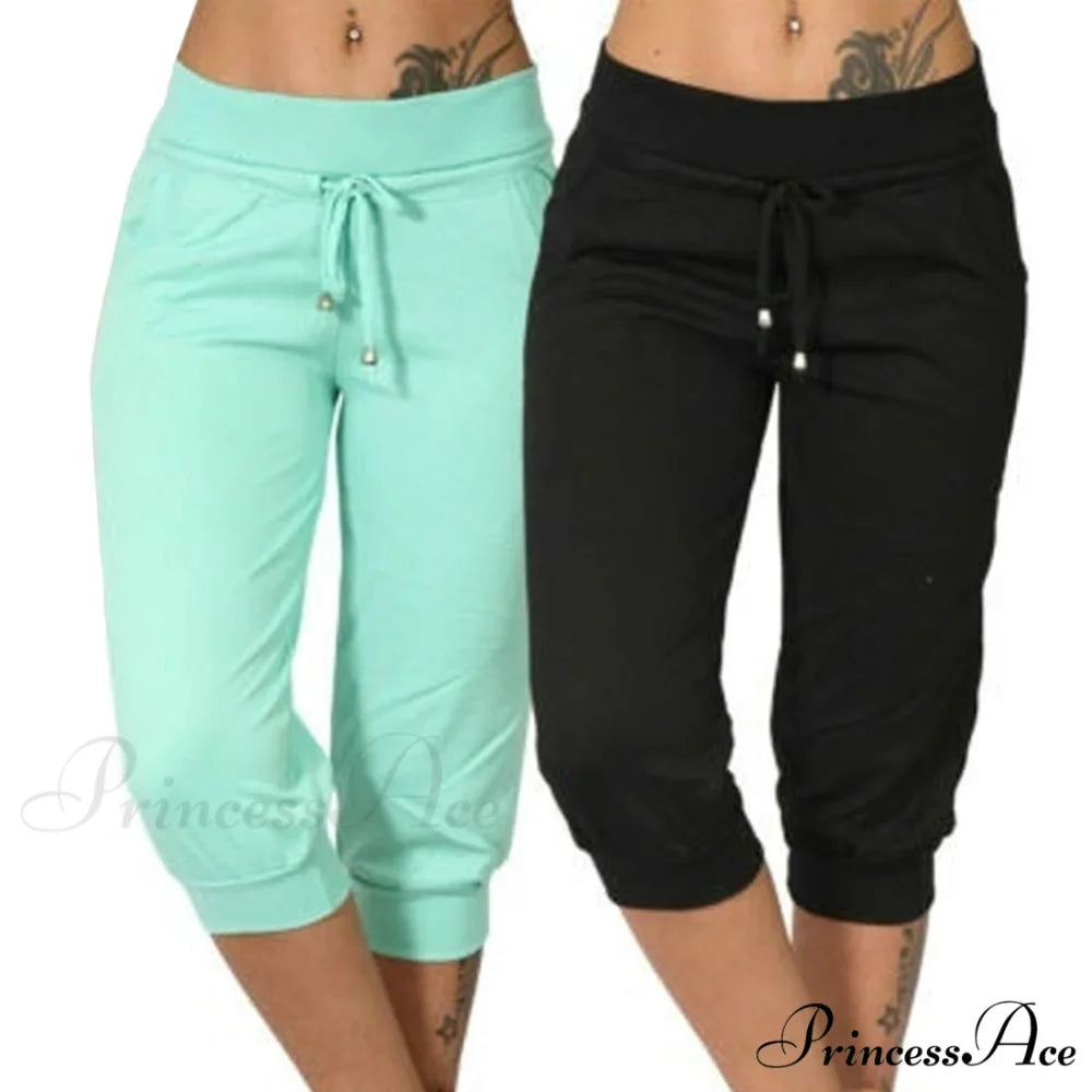 Casual Solid Color Low Rise Capri Pants