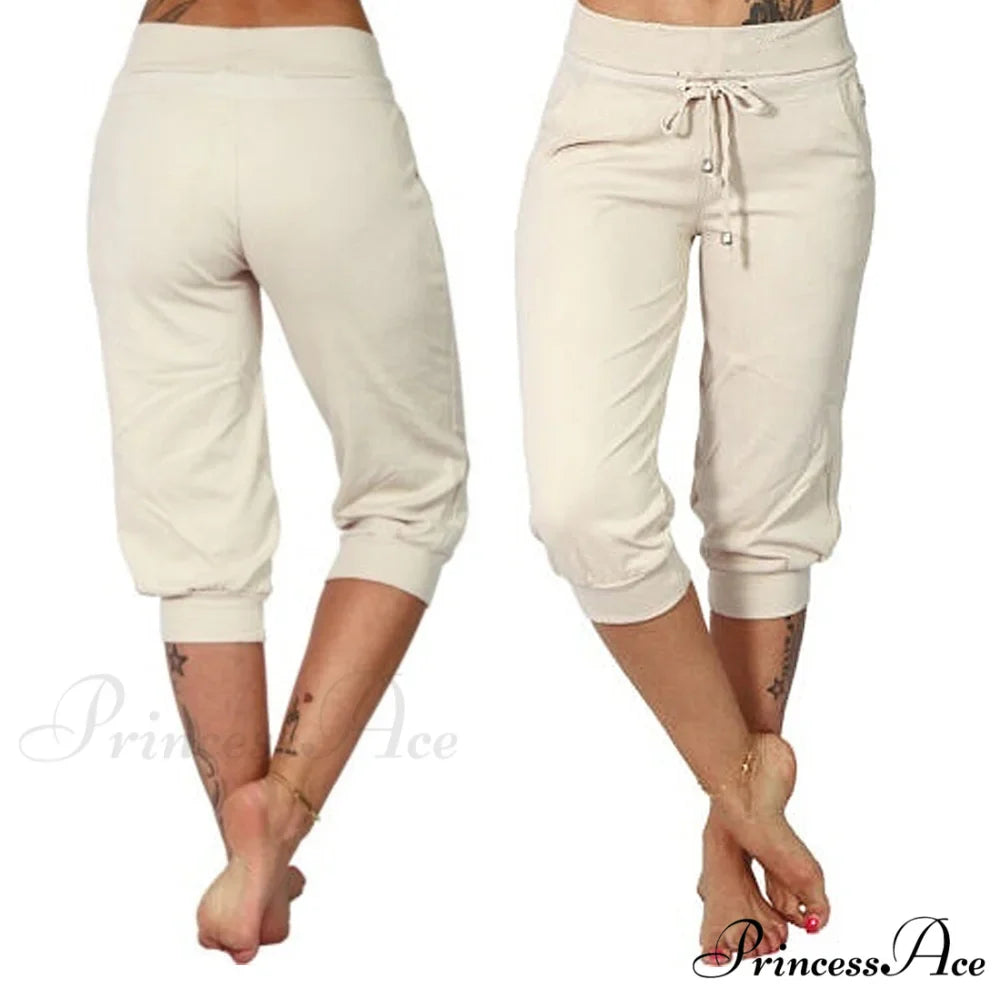 Casual Solid Color Low Rise Capri Pants
