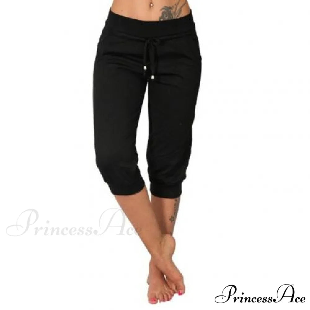 Casual Solid Color Low Rise Capri Pants