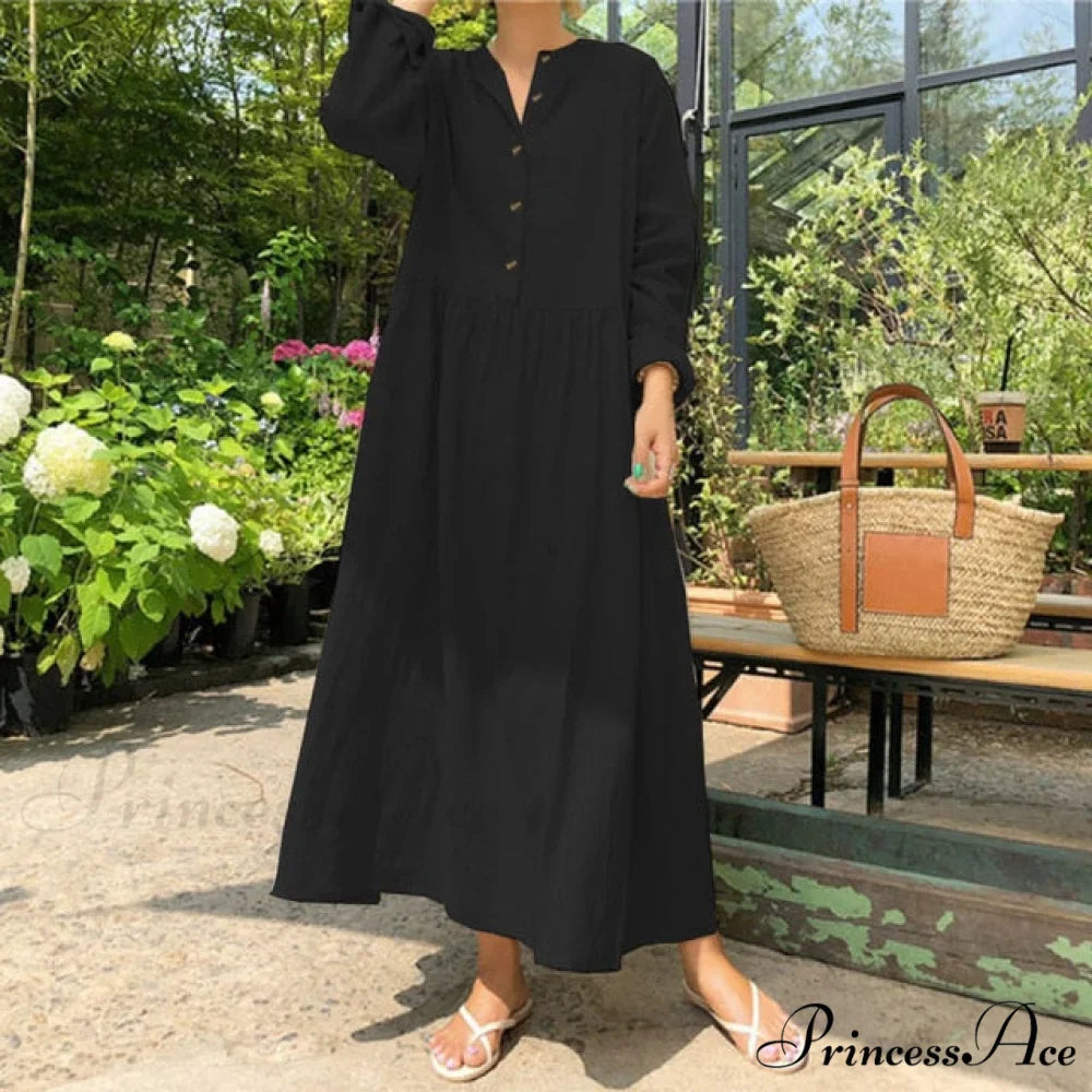 Casual Solid Long Shirt Dress