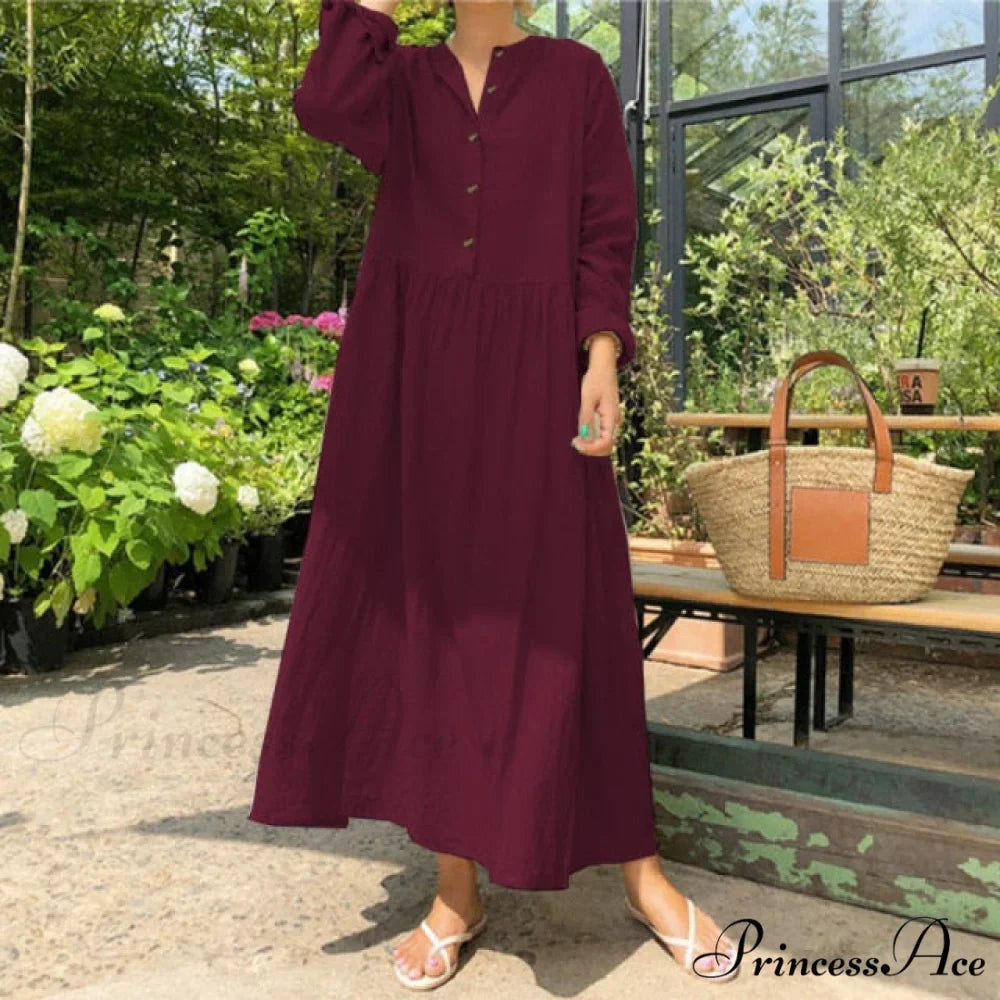 Casual Solid Long Shirt Dress