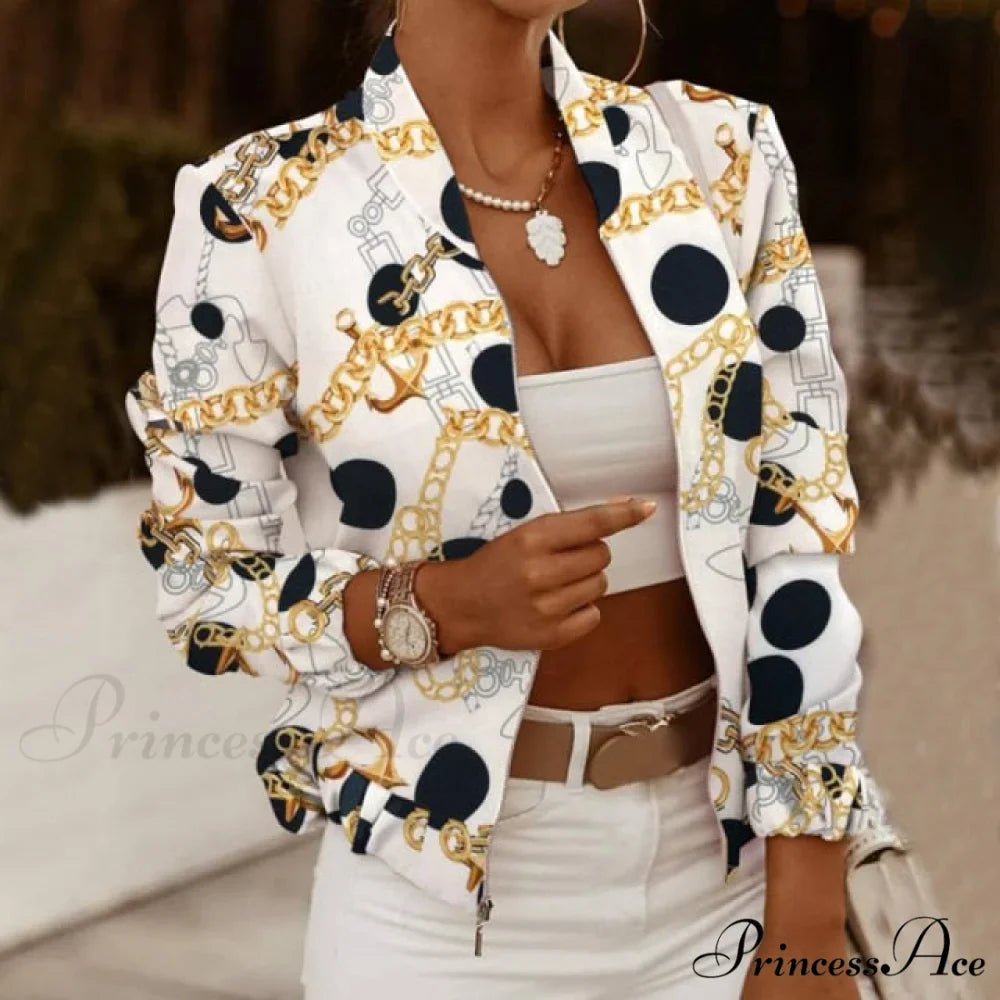 Casual Thin Vintage Print Ladies Coat