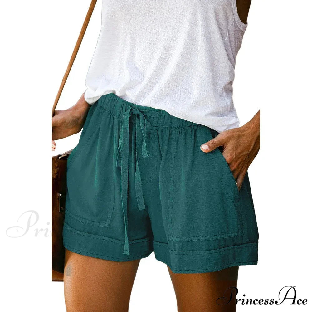 Casual Tie Elastic Waist Plus Size Shorts
