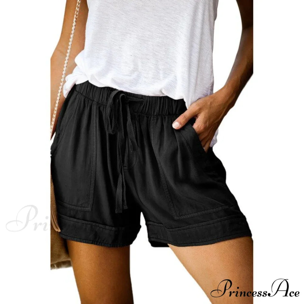 Casual Tie Elastic Waist Plus Size Shorts