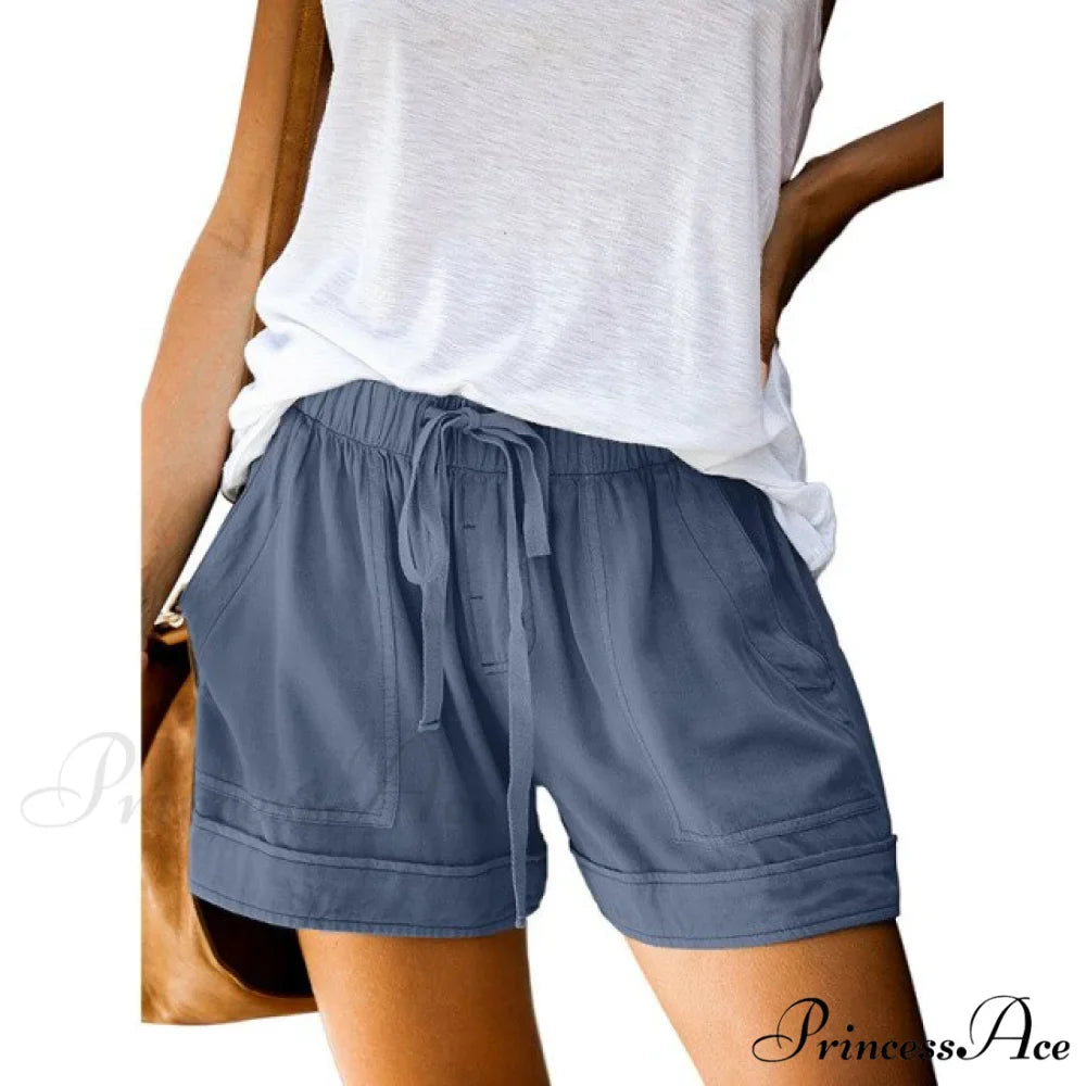 Casual Tie Elastic Waist Plus Size Shorts