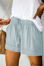 Casual Tie Elastic Waist Plus Size Shorts