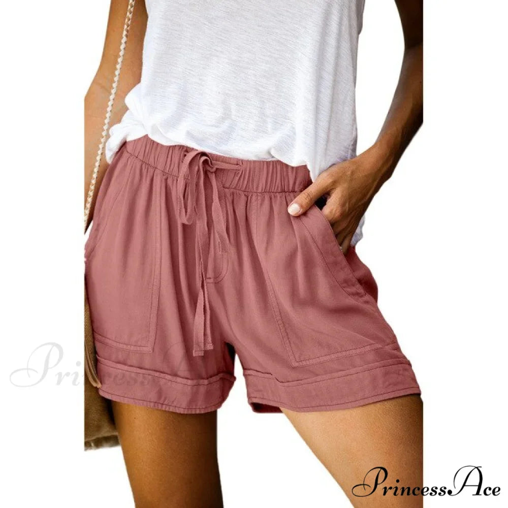 Casual Tie Elastic Waist Plus Size Shorts