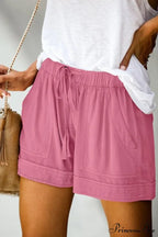 Casual Tie Elastic Waist Plus Size Shorts