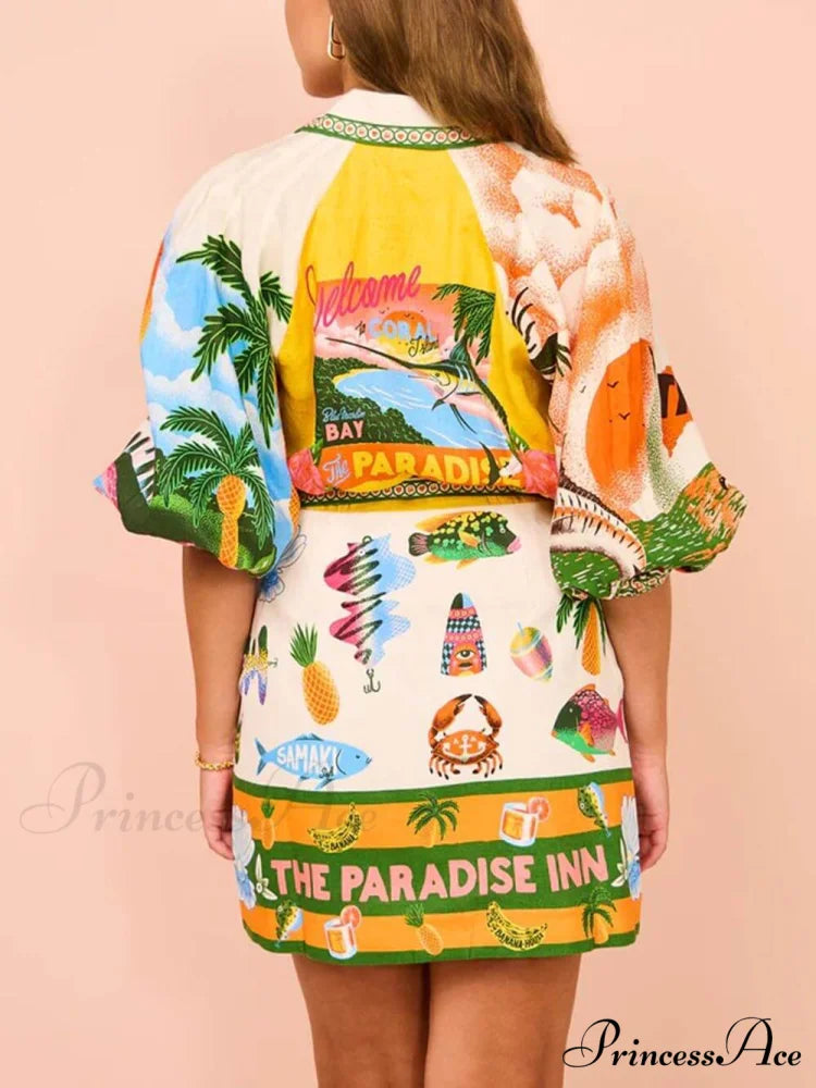 Casual Unique Printed Charming Shirt Cardigan Dress