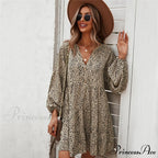 Casual V Neck Button Full Sleeve Dot Mini Dresses