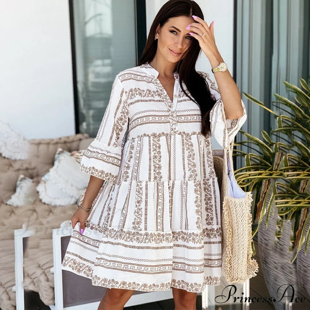 Casual V-neck High Waist Green Mini Dresses