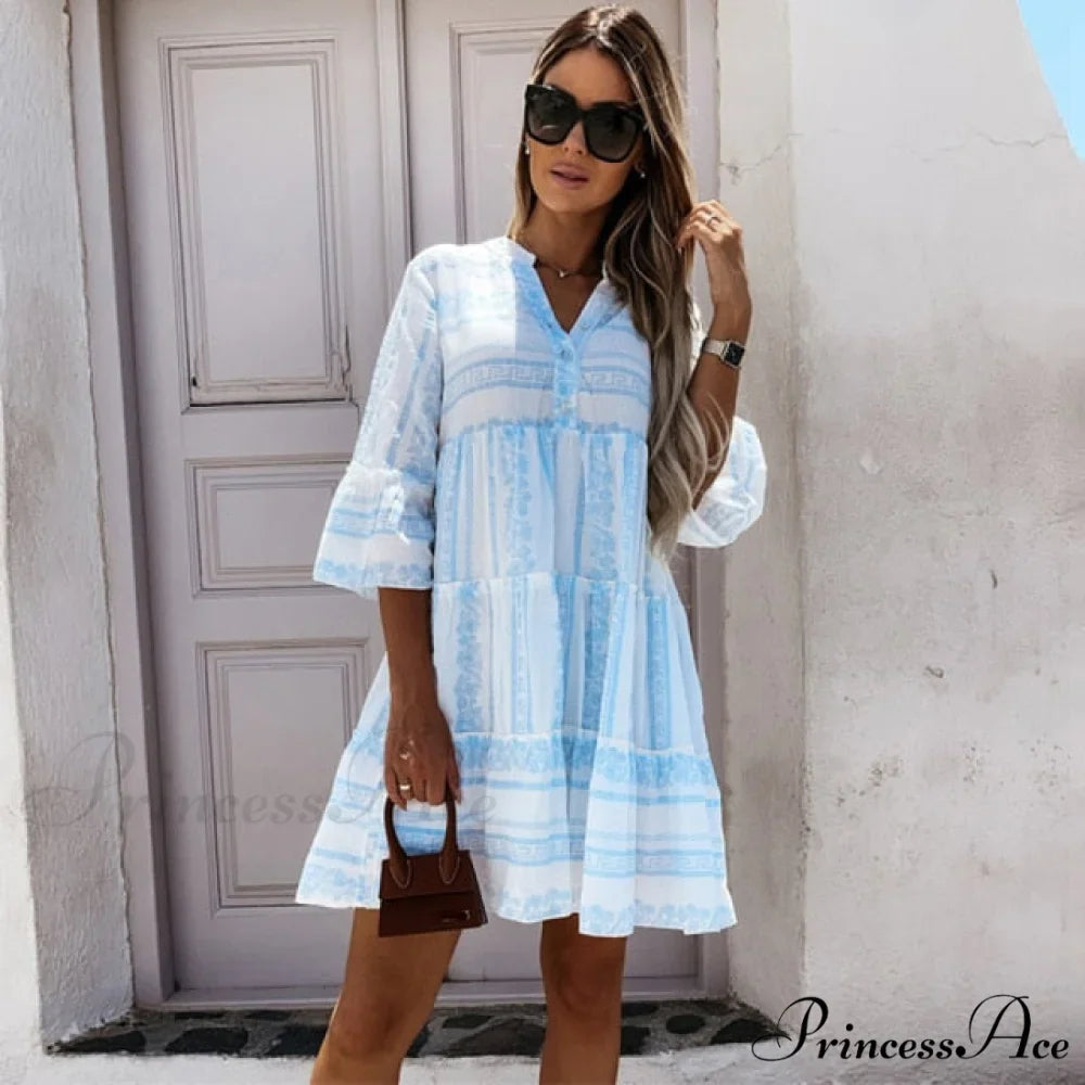 Casual V-neck High Waist Green Mini Dresses