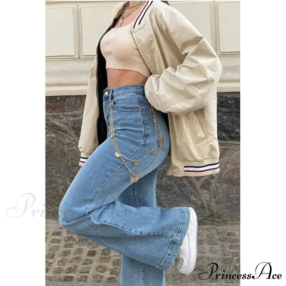 Casual Women's Flare High Waisted for Woman Streetwear Flared Denim 2024 Spring Summer Jean