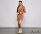 Casually Chic Ribbed Charming Knit Mini Dress