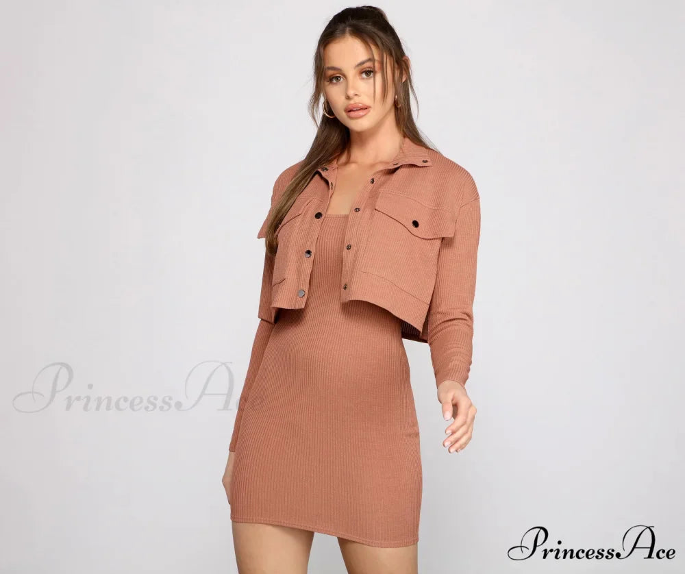 Casually Chic Ribbed Charming Knit Mini Dress