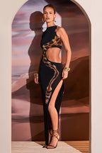 Trendy Cutout High Slit Bodycon Maxi Dress